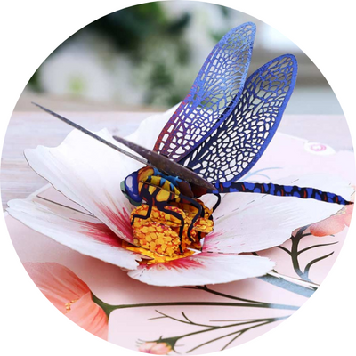 Dragonfly & Cosmos Flower Pop Up Card 