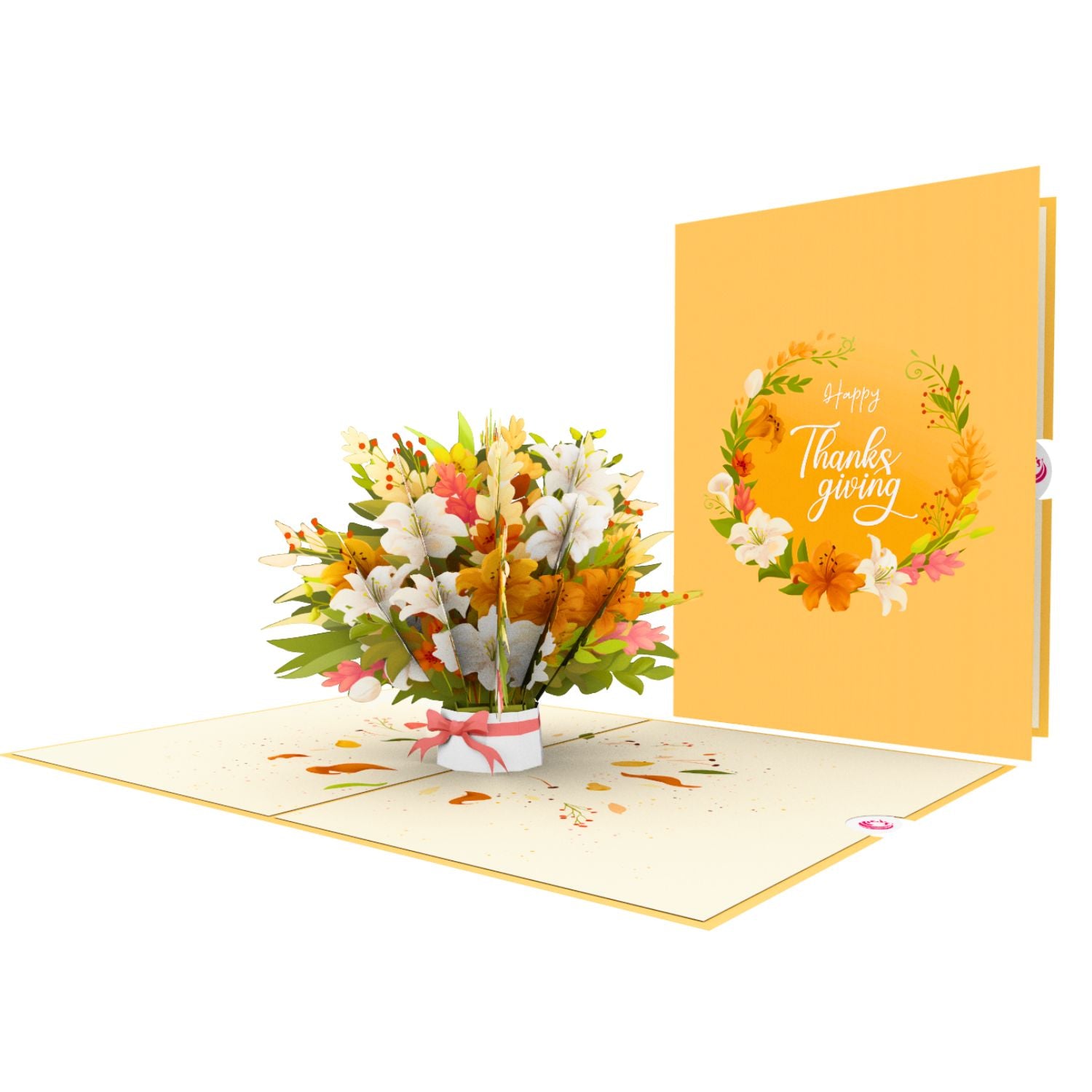 Fall Flower Paper Bouquet Pop up Card for Thanksgiving