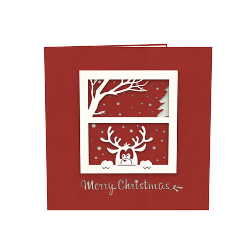 Reindeer Christmas Pop-Up Card - Festive 3D Holiday Card Template