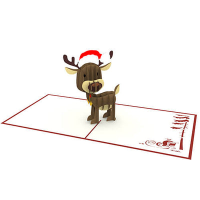 Reindeer Christmas Pop-Up Card - Festive 3D Holiday Card Template