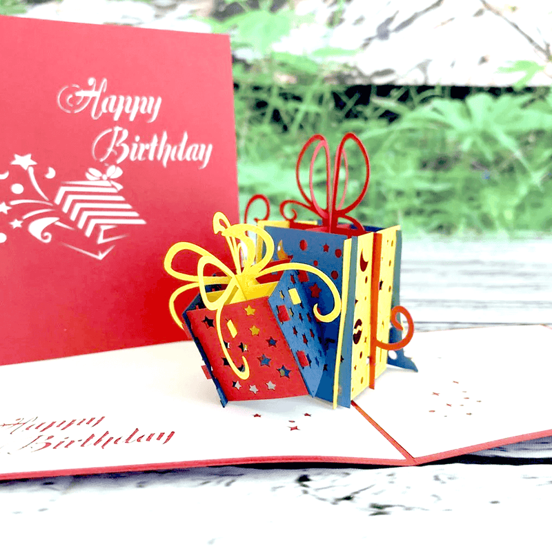 Happy Birthday Present Gift Pop-Up Card SVG Template