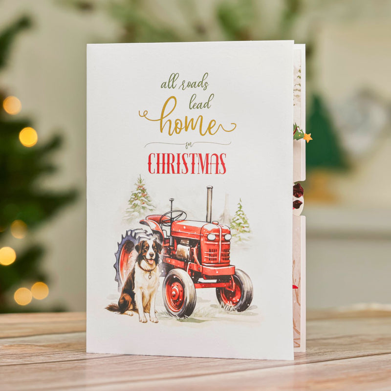 Christmas Vintage Tractor  pop up card