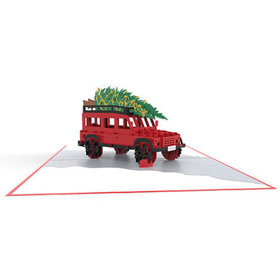 Land Rover & Christmas Tree Pop-Up Card SVG Template - DIY Holiday Card