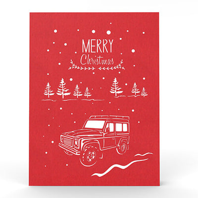 Land Rover & Christmas Tree Pop-Up Card SVG Template - DIY Holiday Card