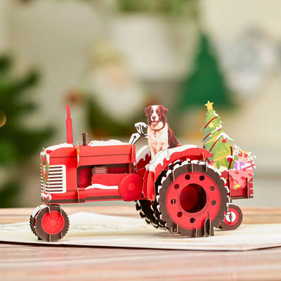 Christmas Vintage Tractor  pop up card