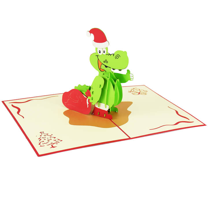 Christmas Crocodile Pop-up Card – Free SVG Template Download