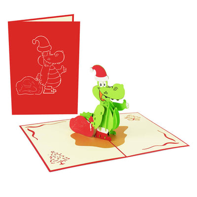 Christmas Crocodile Pop-up Card – Free SVG Template Download