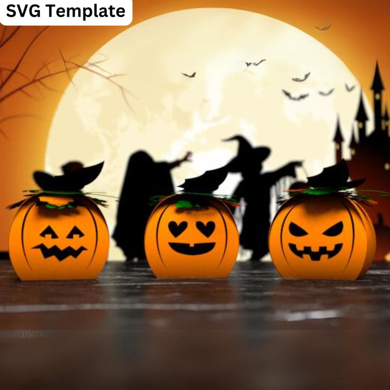 SVG Template - Halloween Pumpkin Gift Boxes