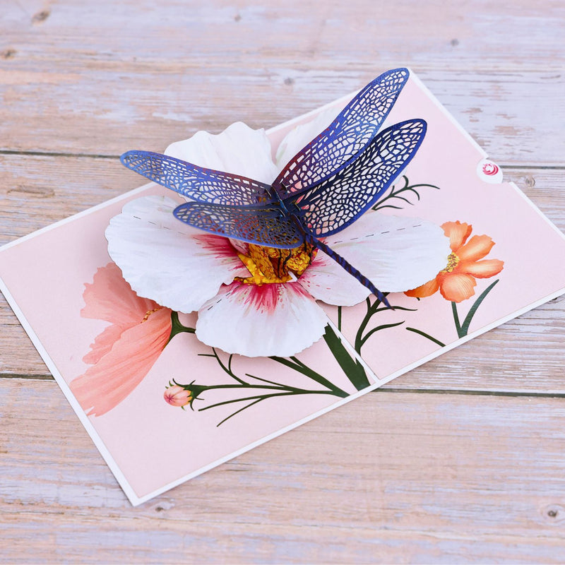 Dragonfly & Cosmos Flower Pop up Card