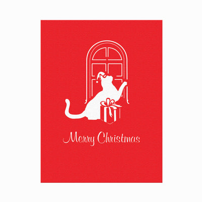 Cat & Christmas Presents Pop-Up Card SVG Template - DIY Holiday Card