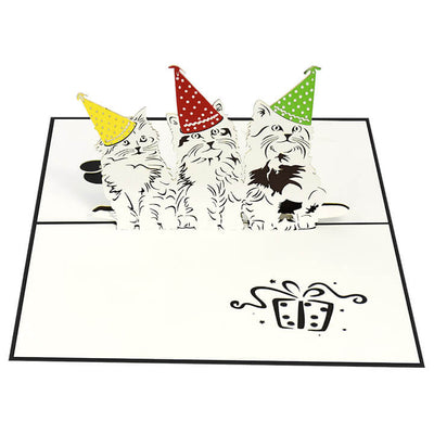 Three Birthday Cats Pop-up Card – Free SVG Template Download