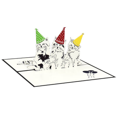 Three Birthday Cats Pop-up Card – Free SVG Template Download