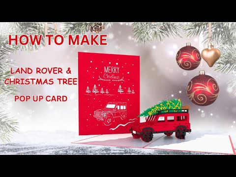 Land Rover & Christmas Tree Pop-Up Card SVG Template - DIY Holiday Card