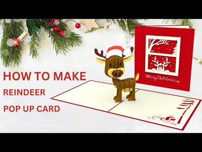 Reindeer Christmas Pop-Up Card - Festive 3D Holiday Card Template