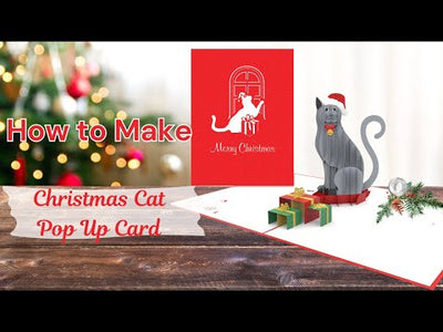 Cat & Christmas Presents Pop-Up Card SVG Template - DIY Holiday Card