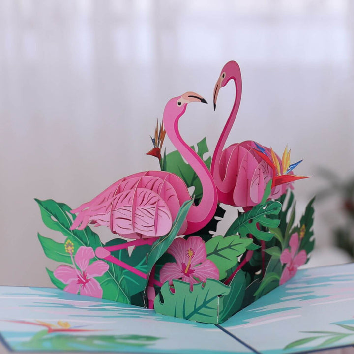 Baby Girl Pink Crane 3D Pop-Up Card | Handmade Baby Shower