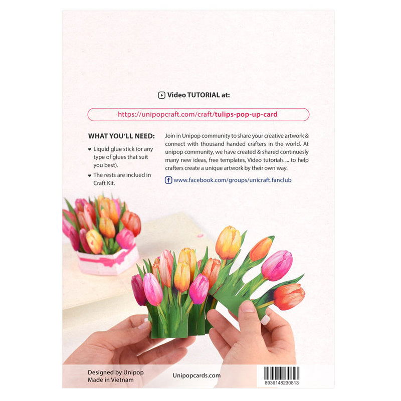 Tulips Pop Up Card Craft Kit - envelope - backside