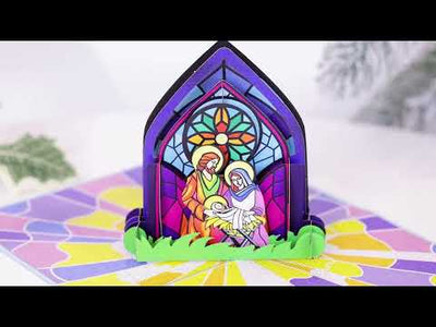 Holy Family Stained Glass pop up card